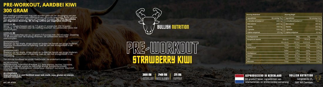 Pre-Workout, Aardbei Kiwi - 300 Gram