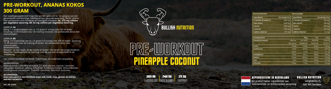 Pre-Workout, Ananas Kokos Banaan - 300 Gram