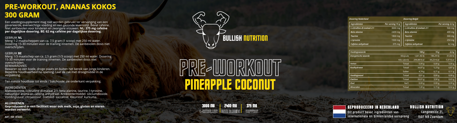 Pre-Workout, Ananas Kokos Banaan - 300 Gram